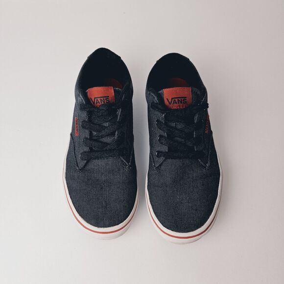 VANS Off The Wall TB4R Youth Sz 2 Textile Black Charcoal w/ Red Stripe Sneakers - Picture 11 of 13